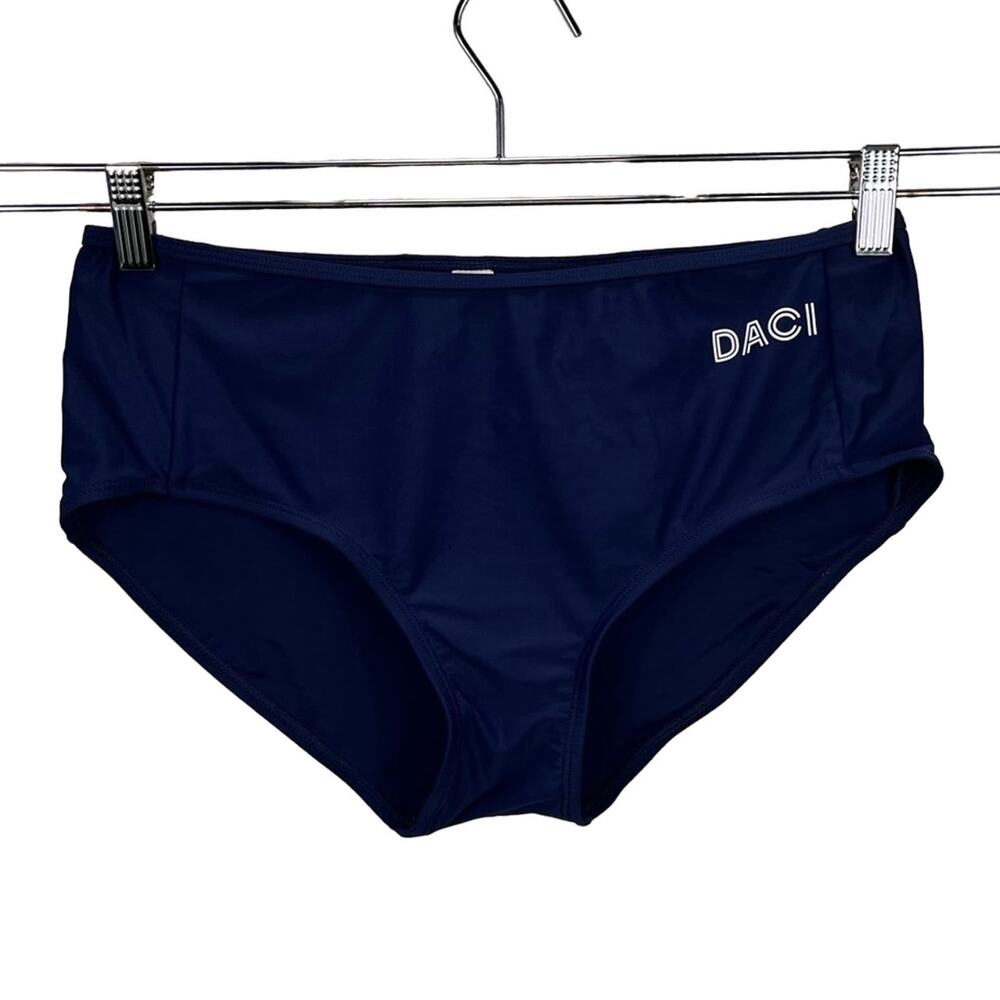 DACI | Navy Blue Hipster Modest Basic Mid Rise Stretch Bikini Bottoms Sz Large